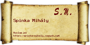 Spinka Mihály névjegykártya